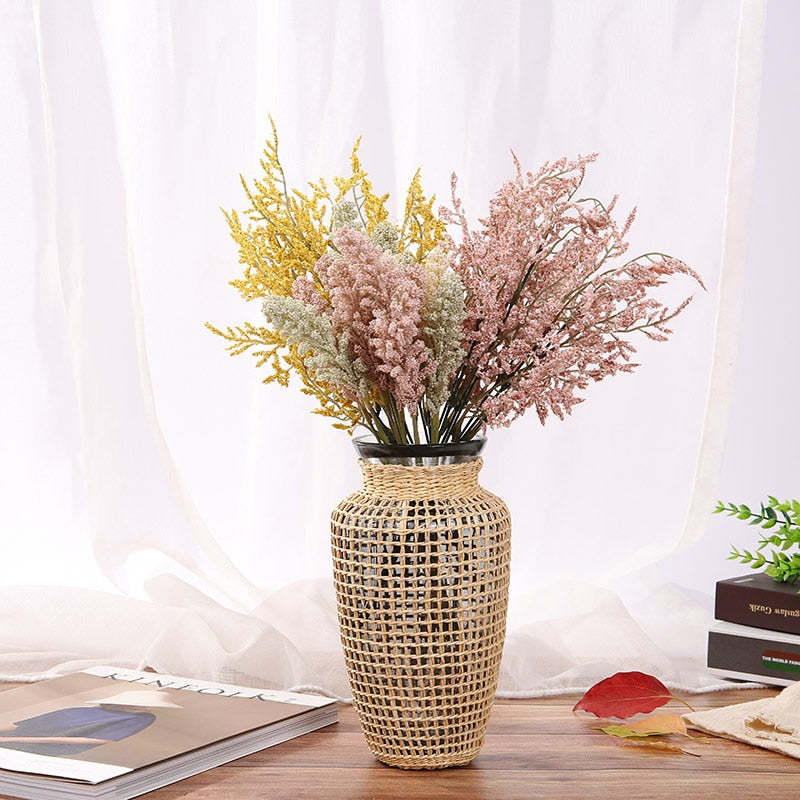 Straw Glass Vase Handmade Flower