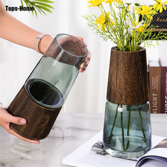 Luxury Vase Glass Wooden Astuanih