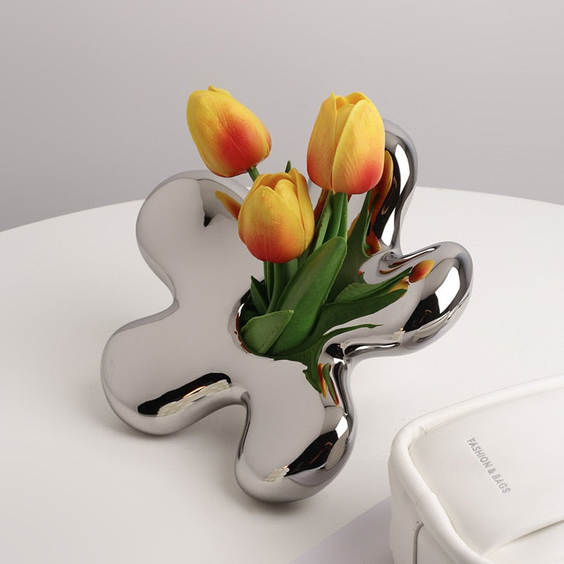 Luxury Ceramic Vase Silver