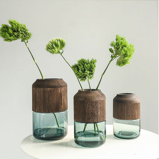 Luxury Vase Glass Wooden Daaera