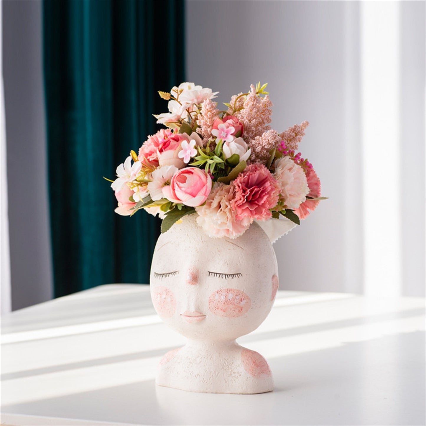 Girls Face Head Flower Vase