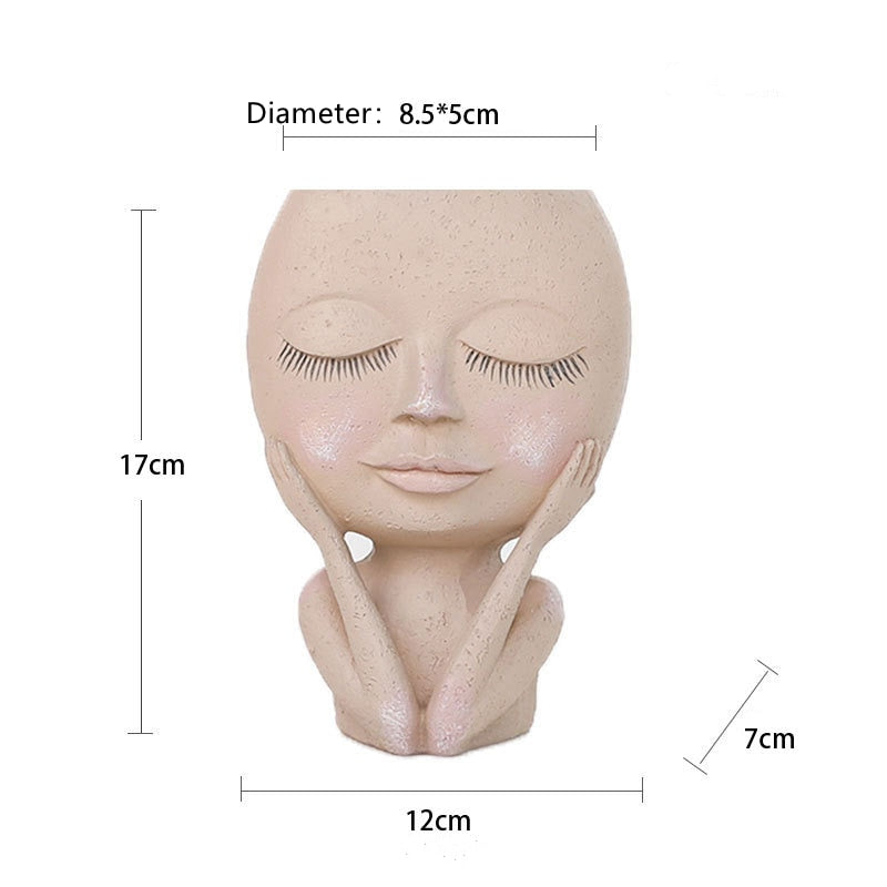 Girls Face Head Flower Vase