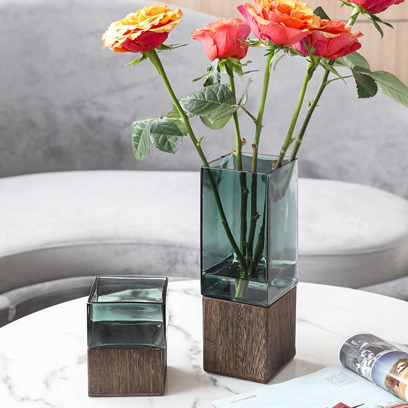 Luxury Vase Glass Wooden Mostatel