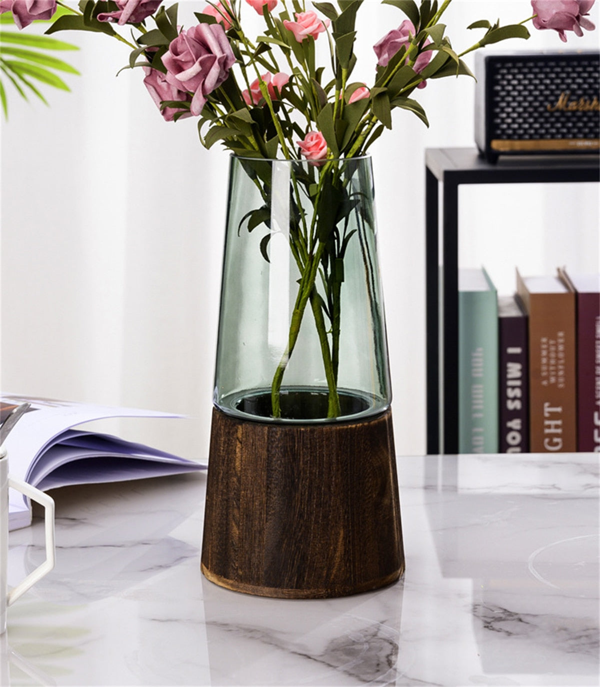 Luxury Vase Glass Wooden Astuanih