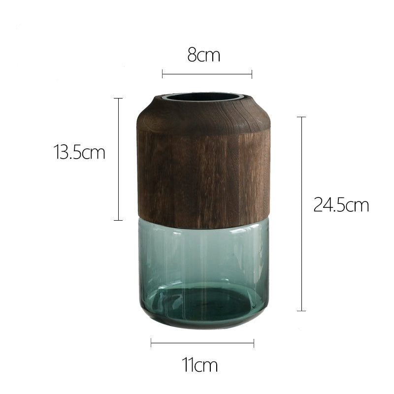 Luxury Vase Glass Wooden Daaera