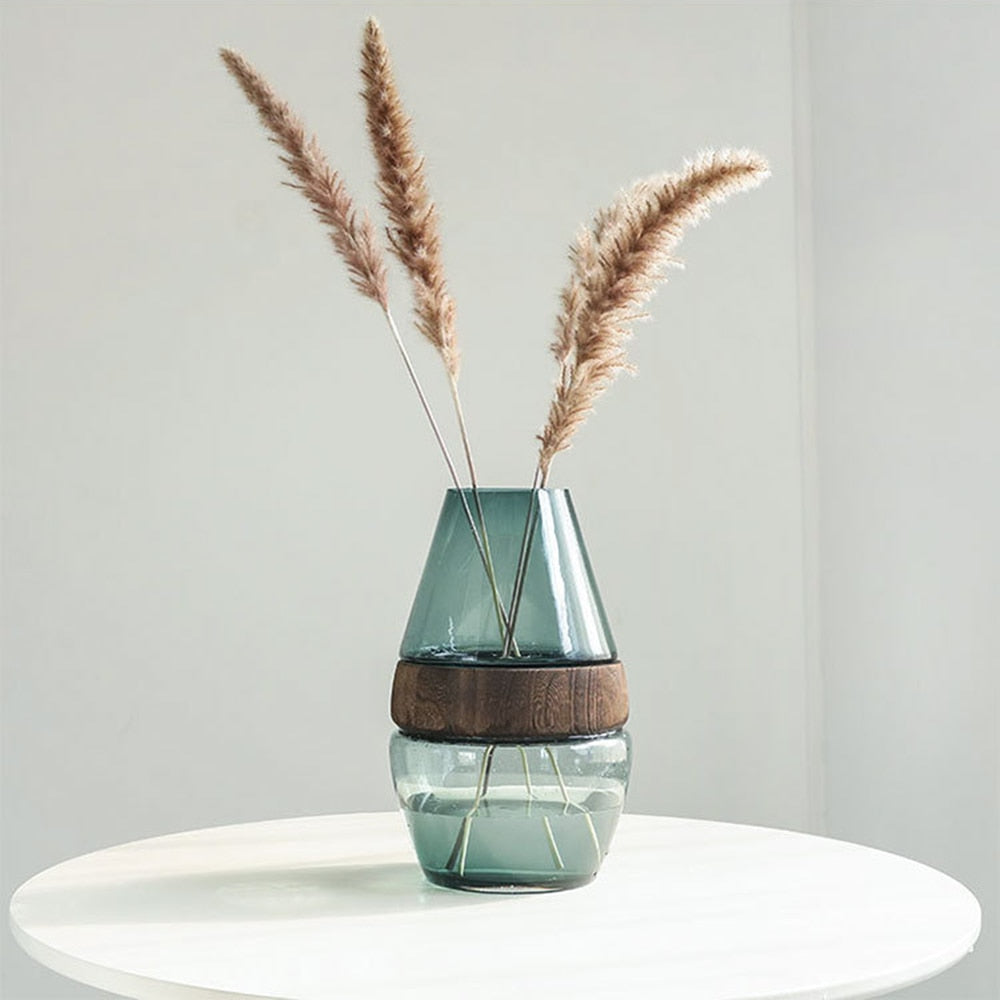 Luxury Vase Glass Wooden Daaera