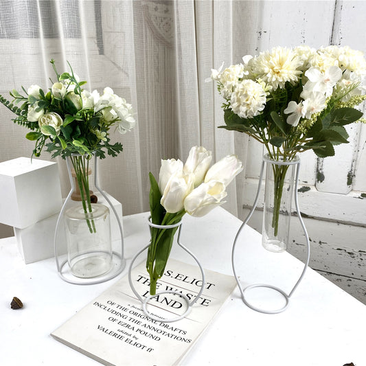 White Iron Line Table Flowers Vases