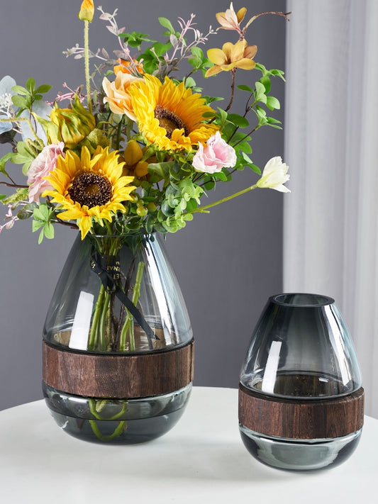 Luxury Vase Glass Wooden Mazharey