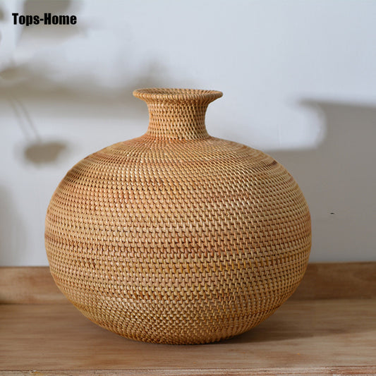 Hand Wowen Straw Flower Vase