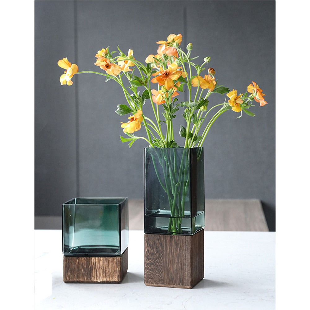 Luxury Vase Glass Wooden Mostatel