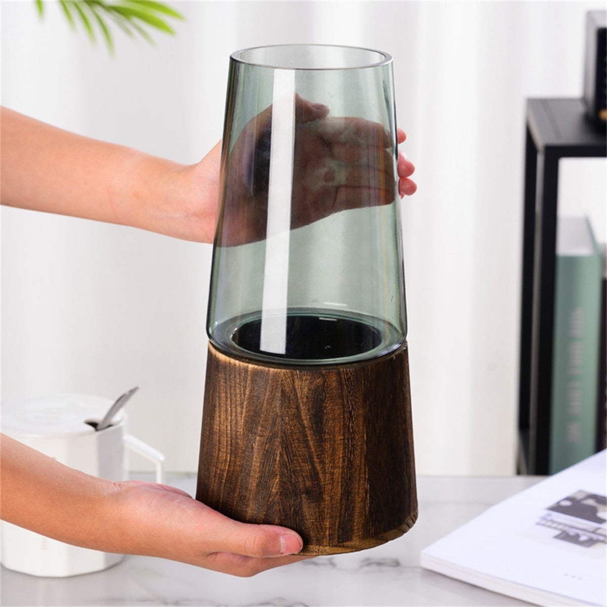 Luxury Vase Glass Wooden Astuanih Mqlob